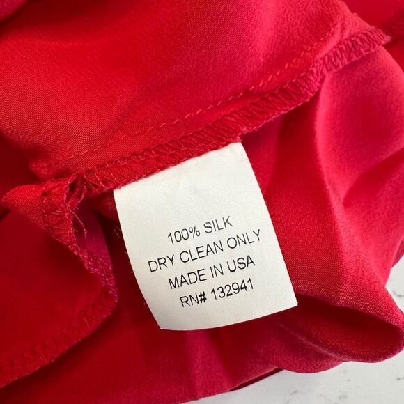Amanda Uprichard Red 100% Silk Drapey Sleeveless Blouse Medium Holiday Christmas - Picture 5 of 5